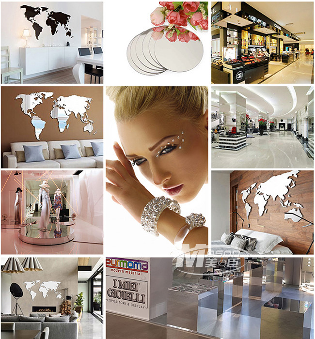 1mm To 5mm Thickness One Way Mirror Acrylic Plastic Sheet Flexible For Decoration