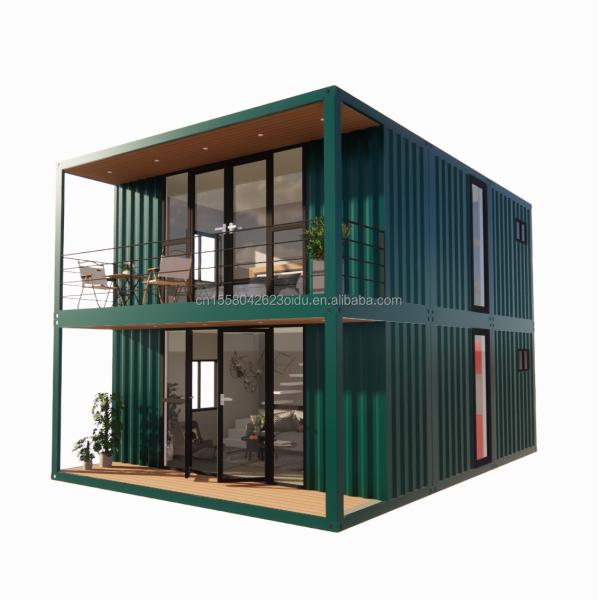 Customizable Double-Story Container House for Seaside Vacation Fireproof Prefabricated Forest Villa Resort Sizes 20ft 40ft