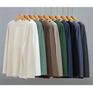 Quality                  Custom Cotton 2023 New Fashion Casual Sports Loose Tshirt Oversized Crewneck Solid Color Spring Men&prime;s Long-Sleeved T-Shirt              for sale