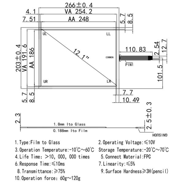 RTP Industrial Equipment 5 Wire Resistive LCD Touch Screen Panel With A Housing
