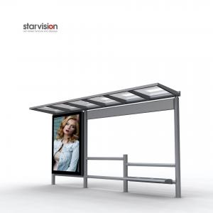 Quality Safety Glass Flat Roofed Smart Bus Shelter Impact Resistant With CLP for sale