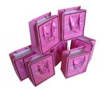 Colored Custom Printed Recycled Paper Gift Bags With Satin Ribbon Handles