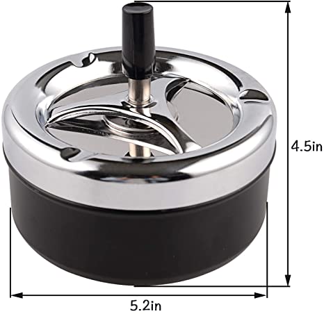 Round Push Down Smokeless Cigarette Ashtray with Spinning Tray