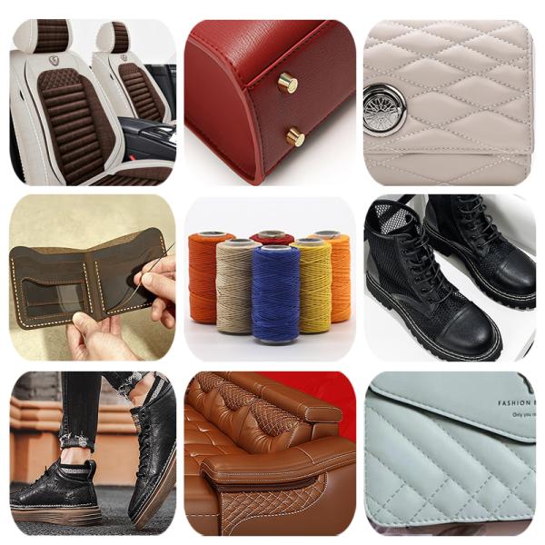 Black 0.6mm 1mm 100% Polyester Flat Waxed Braided Thread for Leatherware Waterproof