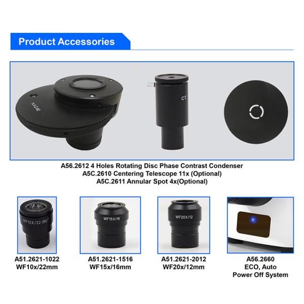 OPTO-EDU Trinocular Inverted Biological Microscope WF10X PlA14.2605 Kohler Illumination