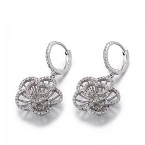 Quality 4.6g Lotus Flower Stud Earrings Cubic Zirconia Cuban Link Chain Earrings for sale