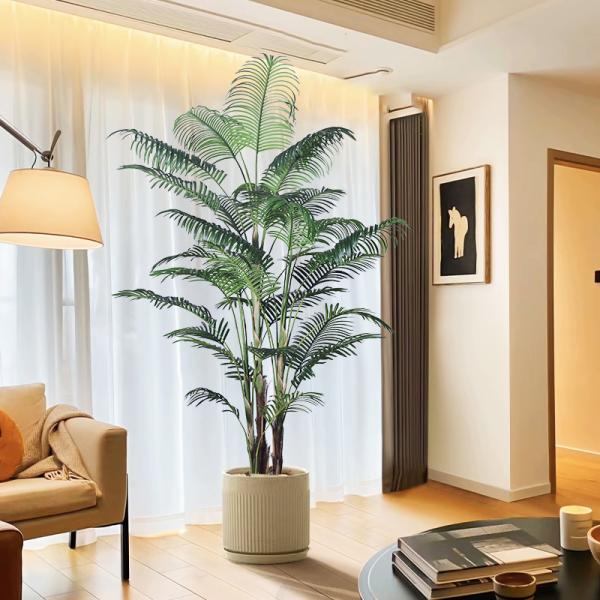 5ft 6FT 7ft Fake Tropical Palm Plant, Artificial Palm Tree, Pre Potted Faux Greenry Plant for House Living Room Outside Patio Office Home