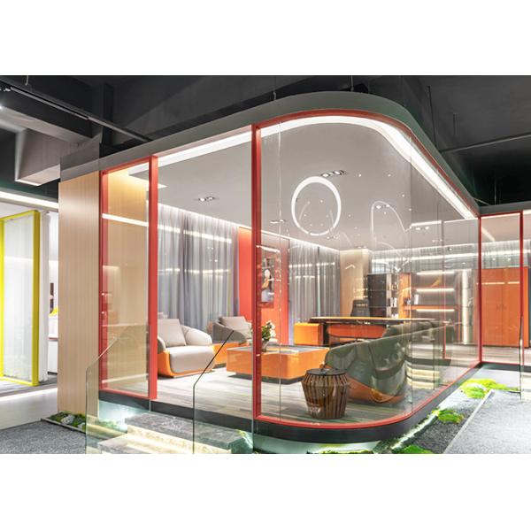 Around Space Soundproof Meeting Room Customized Size With Curved Glass Partition Wall
