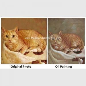 China Cat Portrait Oil Painting Hand - Painted With Texture Turn Your Photo Into A Painting on sale