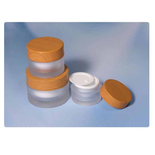 15g 30g Luxury Frosted Cosmetics Packaging Plastic Round Bamboo Body Butters Cream Cosmetic Jar with Customized Logo