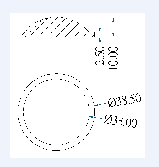 10 Watt Round Clear LED Optical Plano Convex Lens 38 Mm 60 Degree