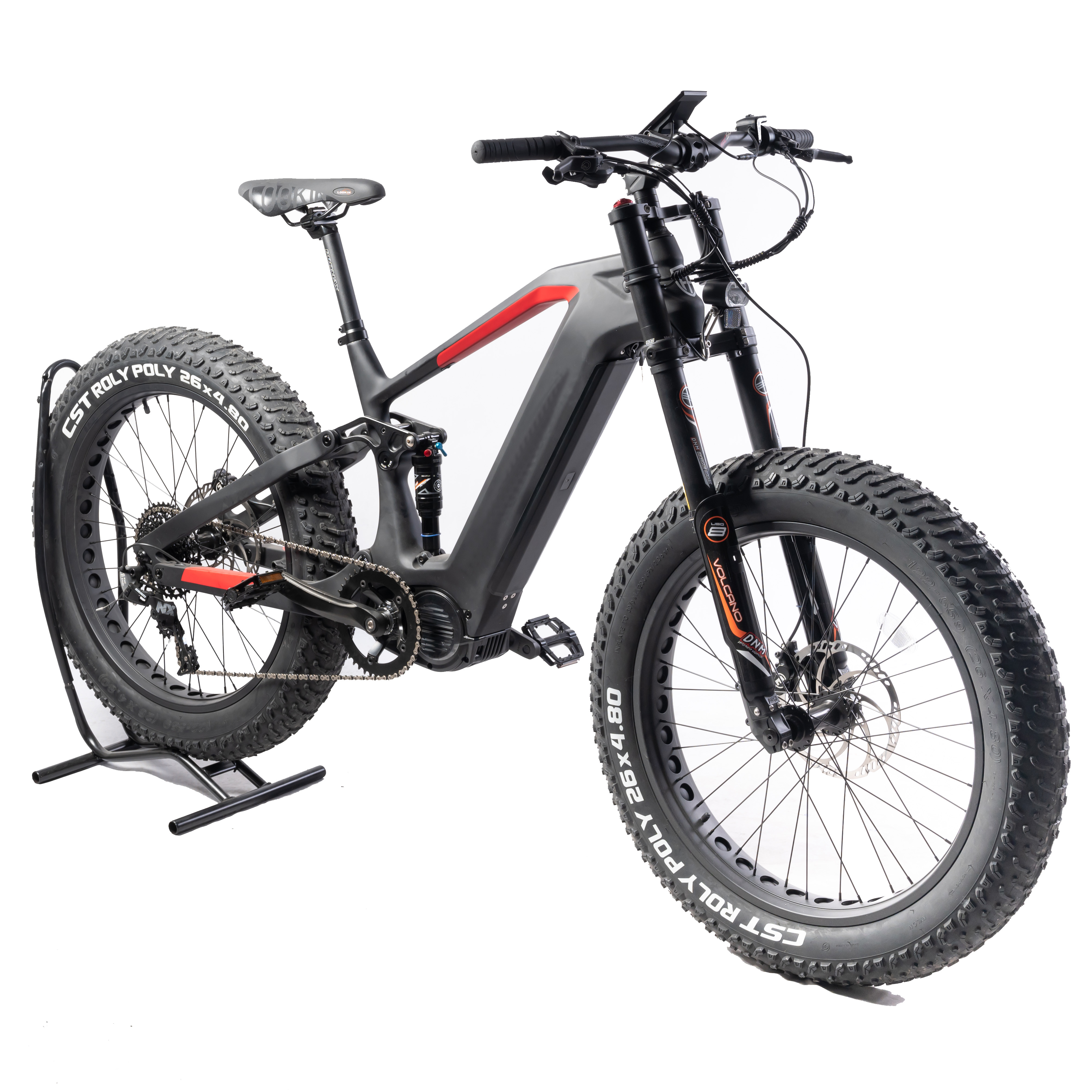 26" Carbon Fiber Full Suspension Mountain Ebike with 48v 750w MID Motor and Fat Tires
