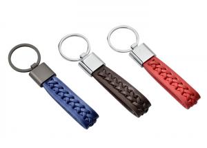 China Zinc Alloy PU Leather Key Chains Woven Lanyard Braided Rope Keychain on sale