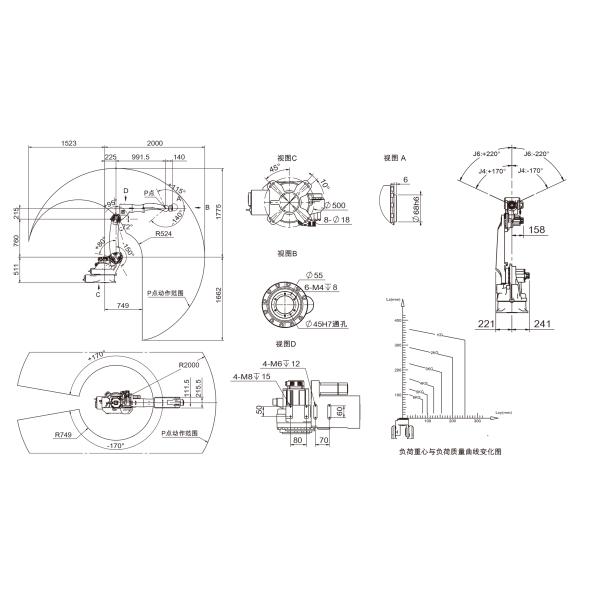 Industry 380V Six Axis Robot Arm , 6.5KVA High Precision Robot Arm