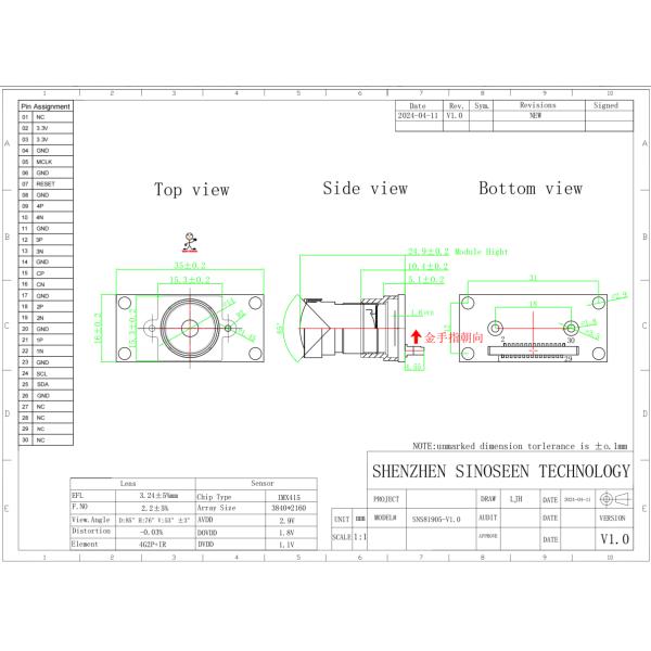 Sinoseen IMX415-AAQR-C CMOS Image Sensor High-Resolution and Imaging for Surveillance and Industrial Applications