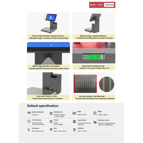 15kg Capacity POS Weighing Scale Automatic Identification POS Weighing Machine