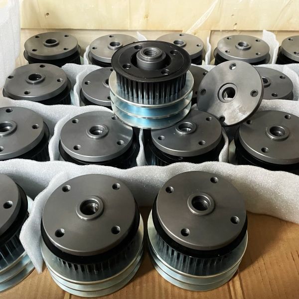 Heavy-Duty 45# Steel Synchronous Pulley, 2-Groove Precision-Machined Assembly