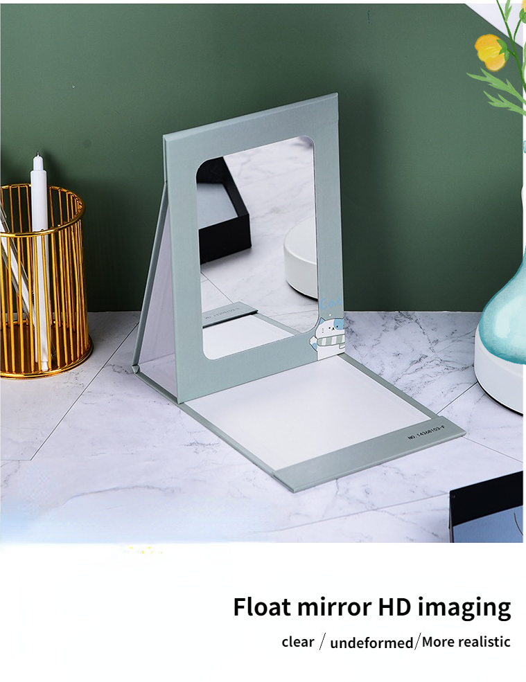Foldable Vanity Make Up Cute Heart Shaped Cosmetic Makeup Small With Extra LOGO Yes Mirror