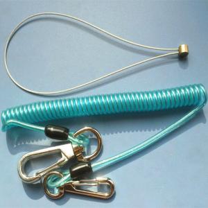 Quality Custom blue coil lanyard coil retention lanyard tether leash secure retainer flexi cables for sale