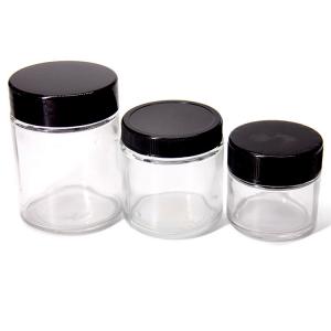 China Clear Cosmetic Glass Jar 200ml Lotion Jars With Lids on sale