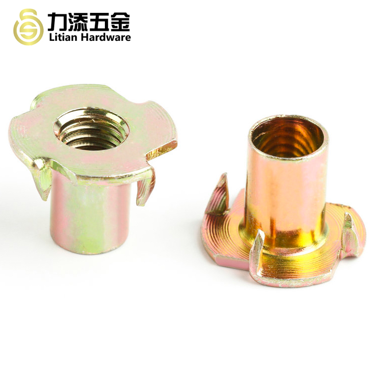 Tee nuts toothed 4 prong spring nuts T-Nut sliding drop slot four claw M6 din1624