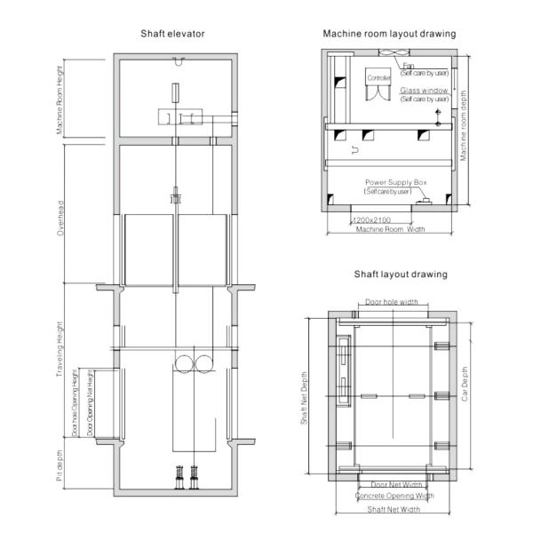 MRL Gearless Villa Car Park 0.5m Automobile Elevator Painted Steel