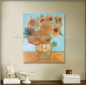 Quality Hand Painted Van Gogh Oil Reproduction, Vincent Sunflowers Still Life Oil Paintings for sale
