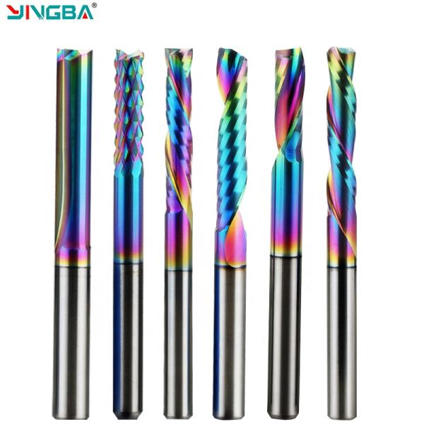 Manufacturer DLC Coating Cnc Router Tools Solide Carbide End Mill Wood Cutter Bit CNC 2 Flute Straight Bit 6mm