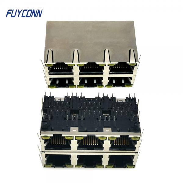 Buy 2x3 6 Ports Female RJ45 Connector PCB 48 Pin Modular Jack Connector at wholesale prices
