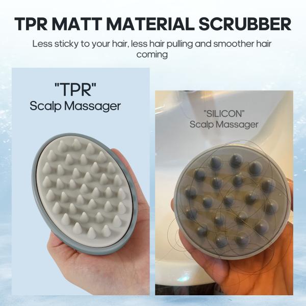 Gray Interchangeable Scalp Scrub Brush With 3 Hardness Levels