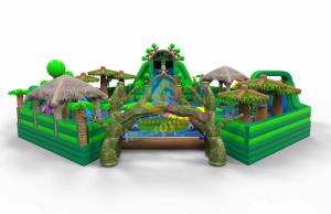 Quality Pvc Tarpaulin Inflatable Water Park , Commercial Bounce House Water Slide for sale