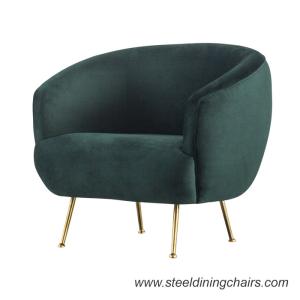 Quality Living Room 810mm Velvet Single Seater Sofa Chair With Stainless Steel Leg for sale