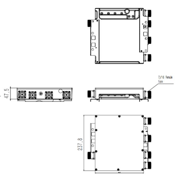 2500-2690 MHz DIN Female 4 To 1 PIM 150dBc Hybrid Combiner