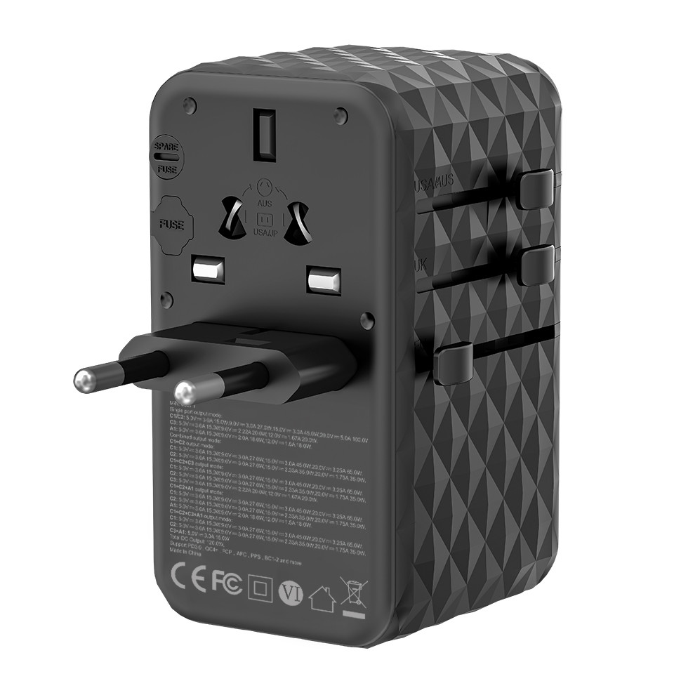 AC100V - 250V Worldwide Power Adapter 120W International USB A USB C Wall Charger