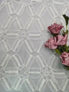 White Crochet Lace Fabric 3D Floral Lace Fabric Mesh Cording Embroidery