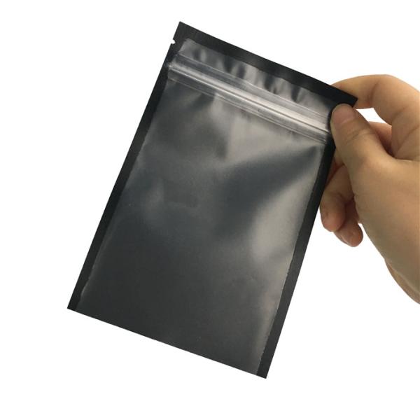 Clear Front Window Stand Up Zipper Pouch Food Grade Smell Proof Matte Black Surface
