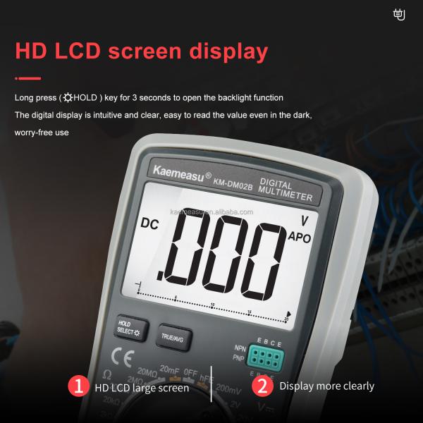 High Precision Anti Burn 1000V Digital Multimeters LCD Screen Voltmeter True RMS Function Multi Meter with Temperature Probe