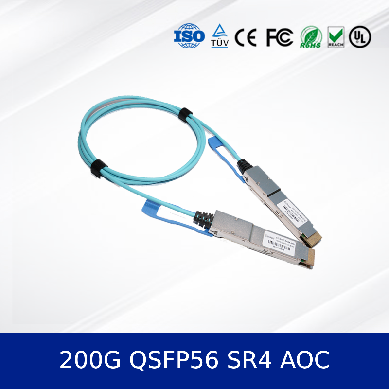 China Optical Transceiver Module 200G QSFP56 SR4 AOC 3m Cable For 200G Ethernet OM4 MMF, Low Power, CMIS Compliant on sale