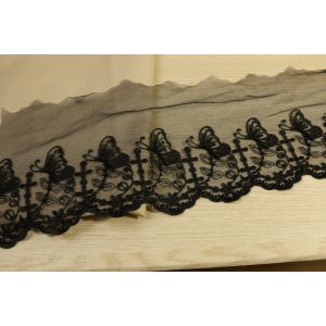 Buy cheap Unstretched Sequin Lace Trim , Sumptuousl Black Sequin Ribbon Multiapplication from wholesalers