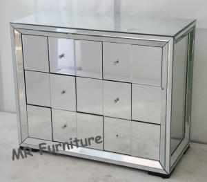 China Full Mirrored Tall Chest Of Drawers , Glass Silver Mirrored Chest Of Drawers on sale