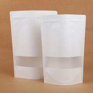 China White Kraft Paper Zipper Poly Packing Bags for Food with Clear Window on sale
