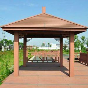 Quality Outdoor Brown WPC Gazebo UV Resistant WPC Pavilion Assembly for sale