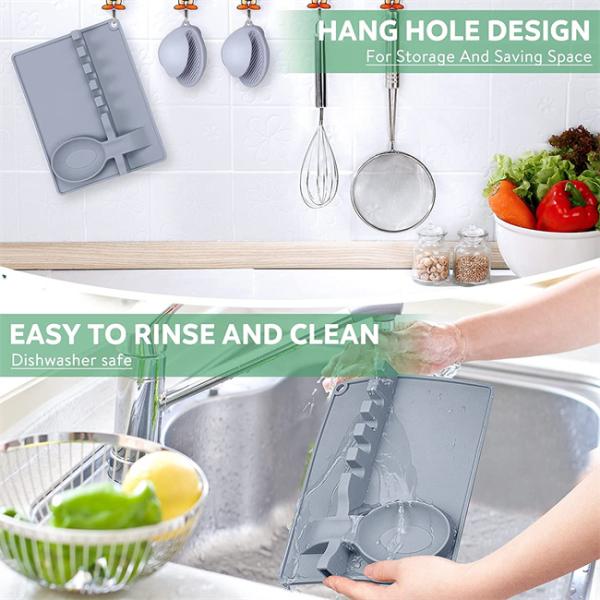 2 In 1 Silicone Utensil Rest Multifunctional Dishwasher Friendly