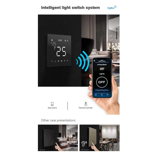 Full Screen Acrylic Touch Panel Tuya App Zigbee Thermostat