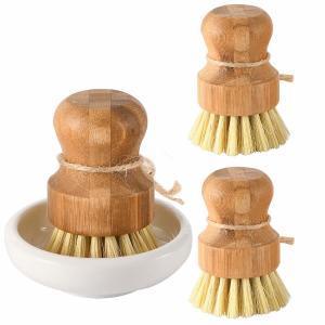 China Natural Sisal Bristle Bamboo Dish Brush Washing Cast Iron Pan / Pot on sale