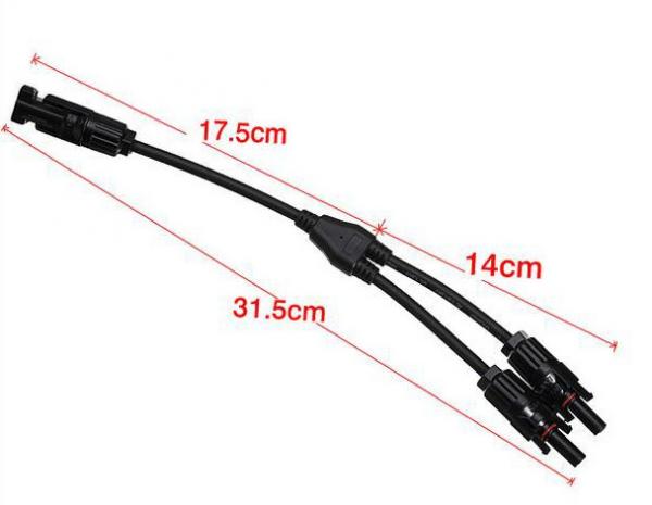 Buy MC4 Y Type Solar PV Cable 6.3mm Connector Three Way Panel Photovoltaic Dustproof at wholesale prices