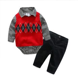 Quality Breathable Cute Newborn Baby Clothes Kids Sweater Clothing 3pcs Birthday Dress for sale