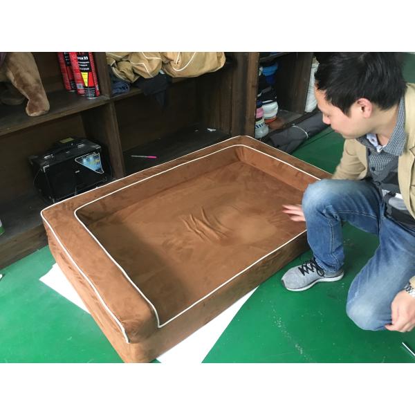 Waterproof Memory Foam Orthopedic Dog Bed , 3 Sided Bolster Memory Foam Dog Crate Bed