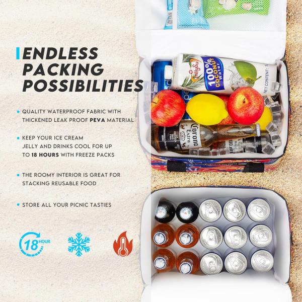 Portable Collapsible Insulated Bag Cooler Waterproof Lightweight Large Soft With Padded Shoulder Strap