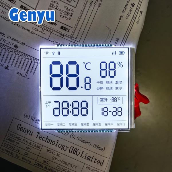 Custom LCD Display Module 8 Digit 7 Segment Display with Black Background LCD Size TN VA Black Monochrome LCD Screen
